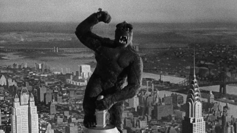 King Kong stands atop the Empire State Building in the original 1933 film.