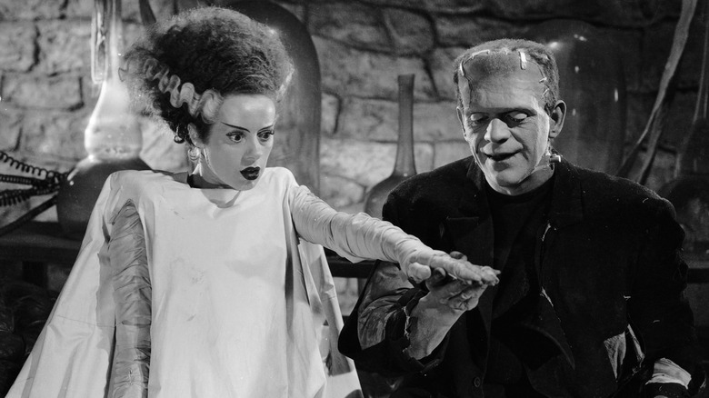 The creature welcomes his bride in "The Bride of Frankenstein" (1935)