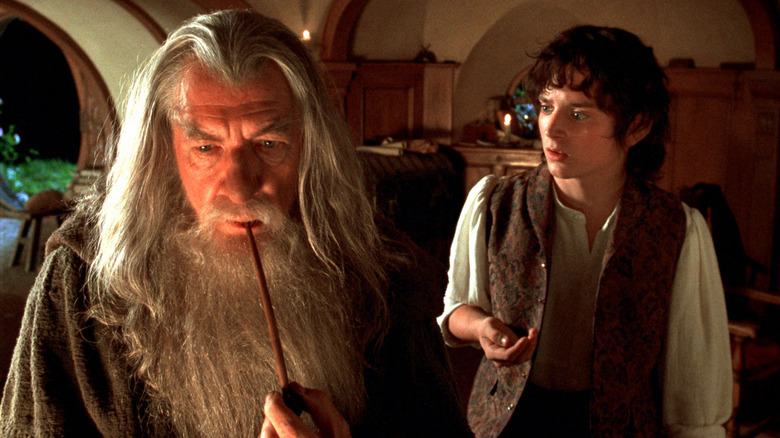 Gandalf sokes a pipe