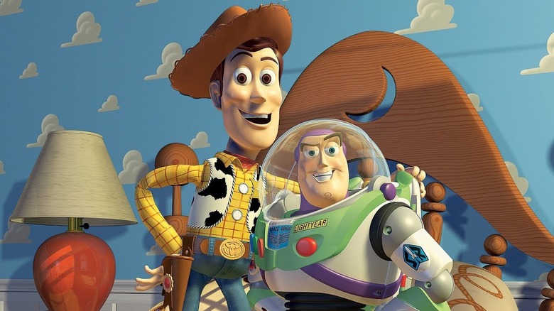 Woody hugs Buzz