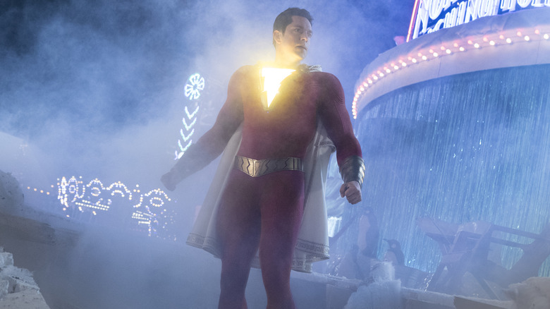 Shazam transforms at amusement park