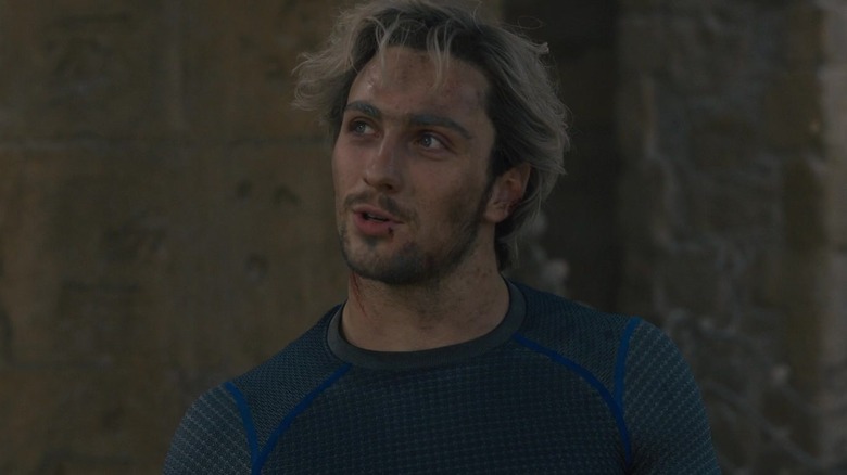 Quicksilver smirking in battle