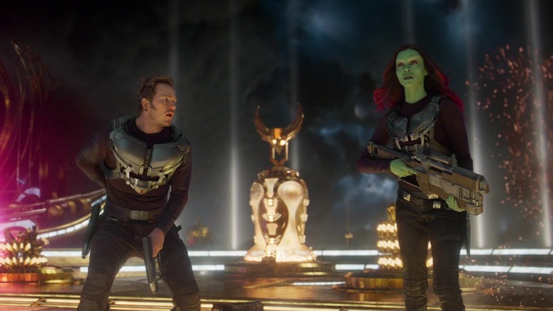 Gamora and Star-Lord in battle