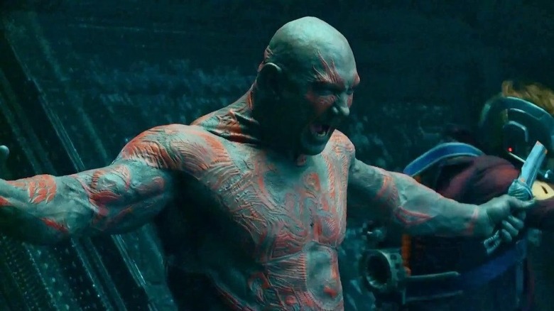 Drax screams a battlecry