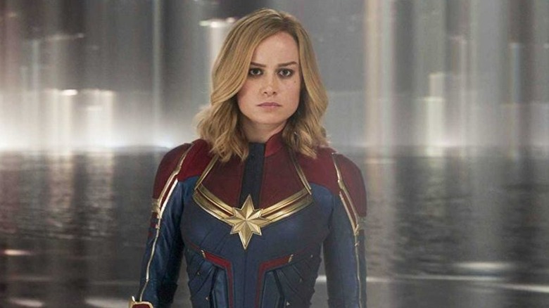 Captain Marvel in front of sea