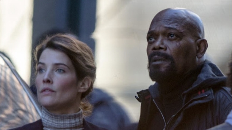 Maria Hill and Nick Fury in Infinity War