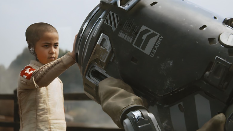 AI child touching robot