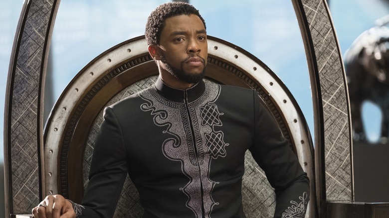 T'Challa sitting in his throne in Wakana