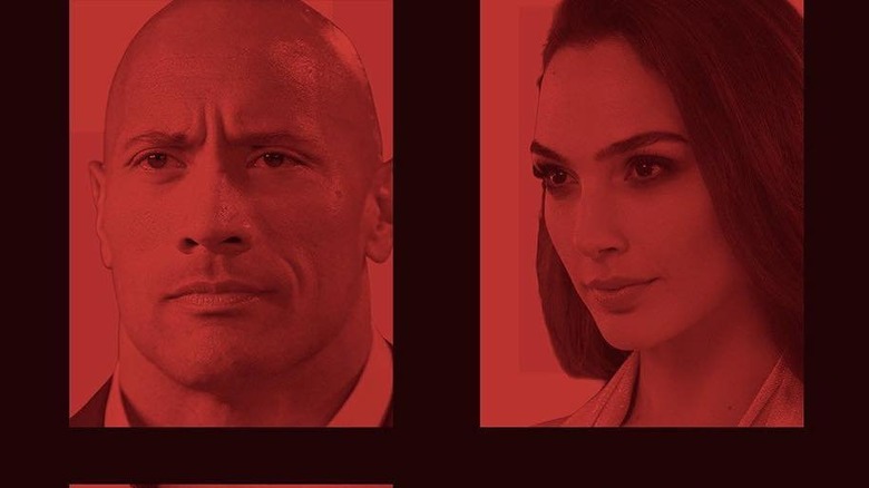 (from left to right) Dwayne Johnson and Gal Gadot in promo art for Red Notice