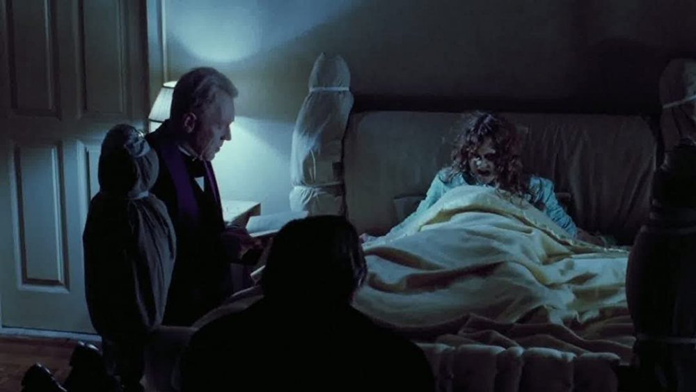 Linda Blair as Regan MacNeil, enduring her exorcism in The Exorcist