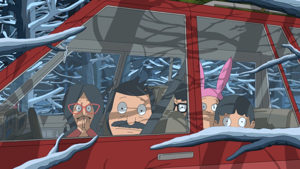 Belcher family in car