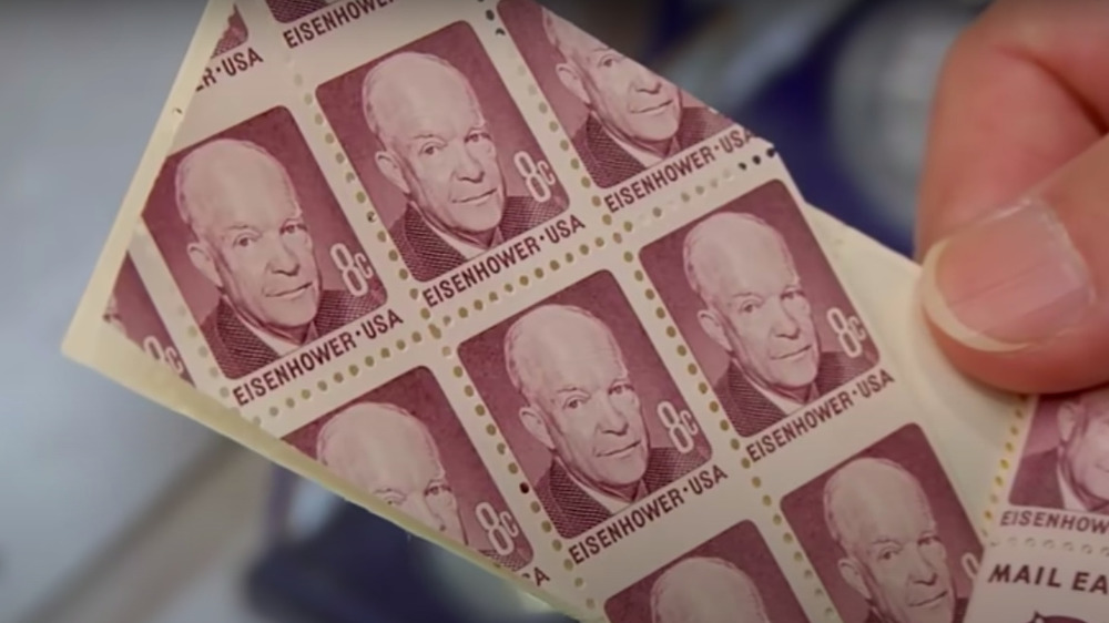 Miscut Eisenhower stamps