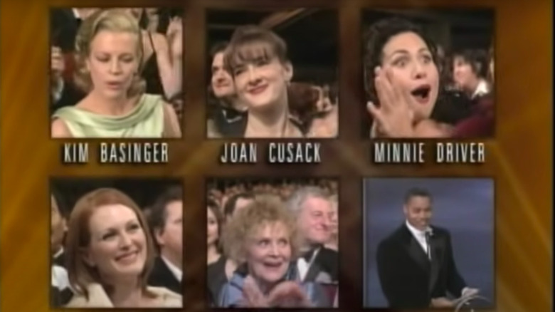 Minnie Driver (top right) with shocked expression 