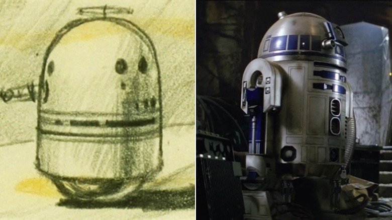 R2-D2 concept art vs. The Force Awakens