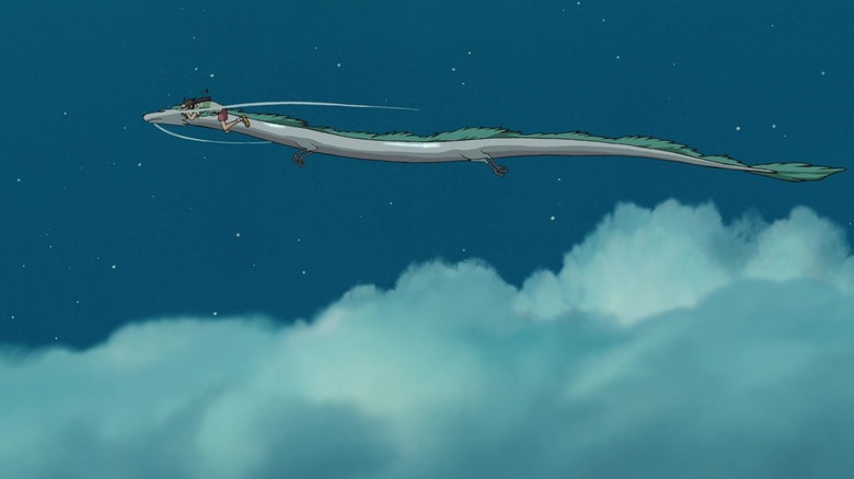 Chihiro riding Haku in "Spirited Away"