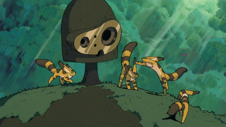 A robot covered in fox squirrels in "Castle in the Sky"