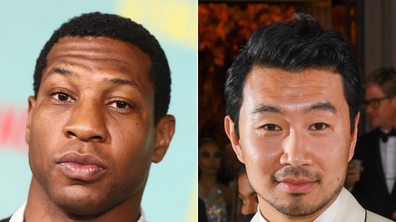 Jonathan Majors and Simu Liu posing