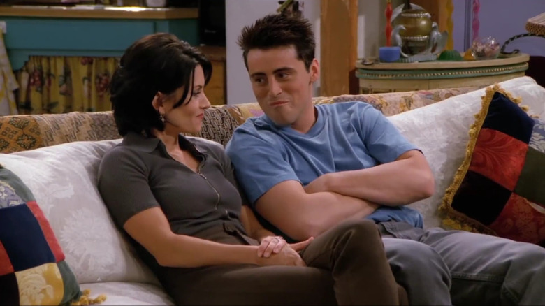 Monica and Joey on couch