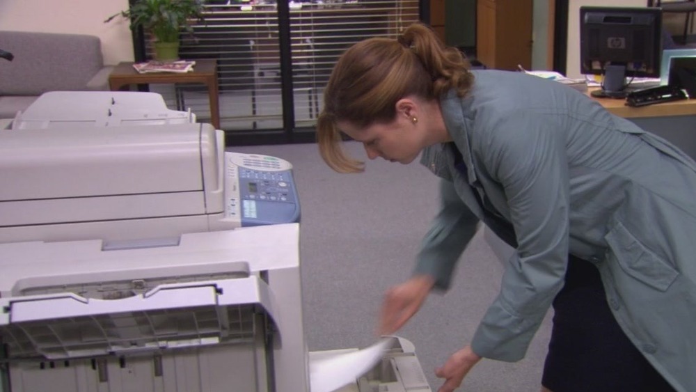 Pam Halpert making copies