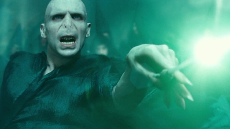 Voldemort with glowing green wand