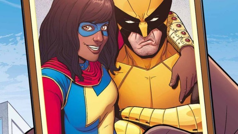 Ms. Marvel taking selfie with Wolverine