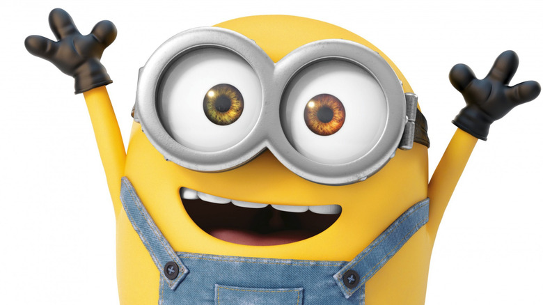 A Minion waves its arms