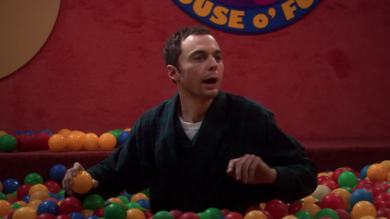 Sheldon in a ball pit 