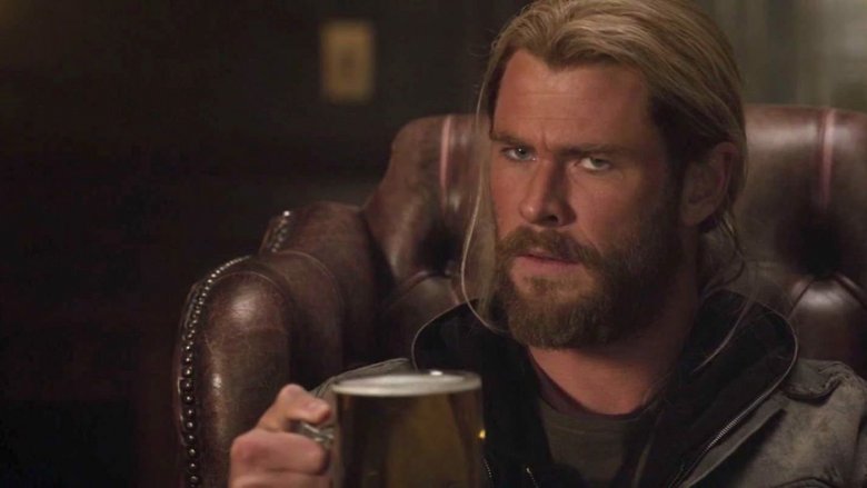 Thor drinking a beer