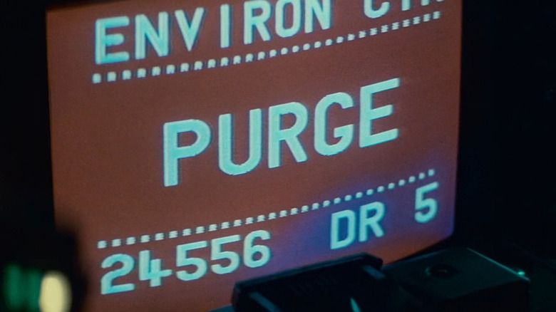 computer screen from blade runner says purge