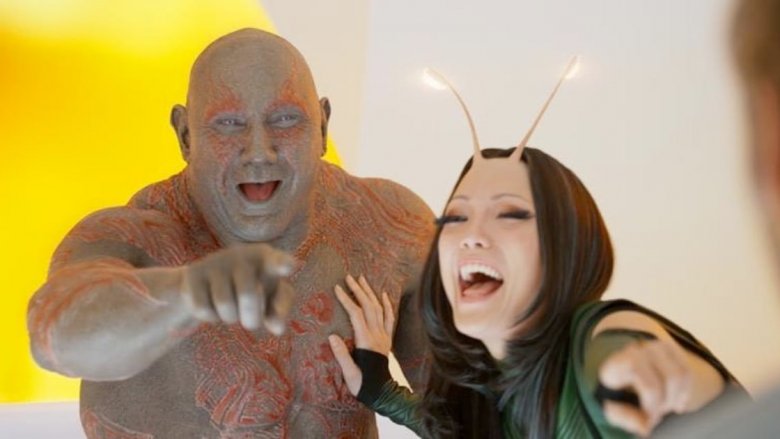 Drax and Mantis laughing