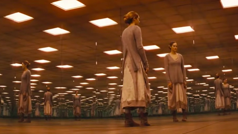 Tris during sees herself reflected in dozens of mirrors during her aptitude test