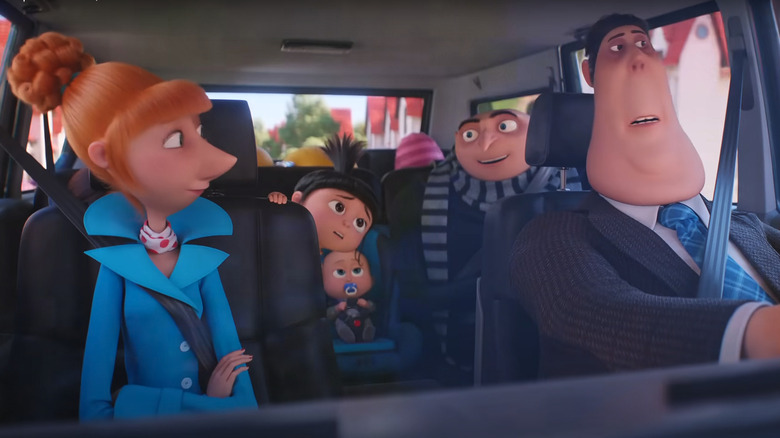 Gru's family in car