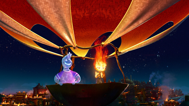 Ember powering the hot air balloon while Wade looks on