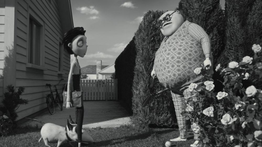 Sparky, Victor Frankenstein, and Mr. Bergermeister in Frankenweenie