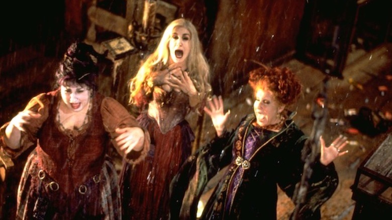 Mary, Sarah, and Winifred Sanderson drenched by sprinklers