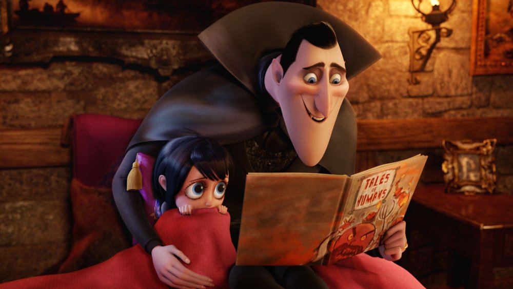 Young Mavis and Dracula in a scene from Hotel Transylvania