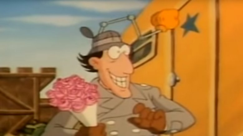 inspector gadget excited with flowers