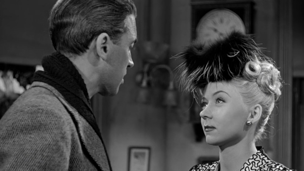 Jimmy Stewart as George and Gloria Grahame as Violet in It's a Wonderful Life