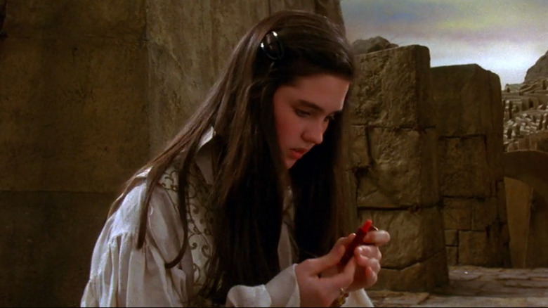 Sarah with her tube of lipstick in Labyrinth