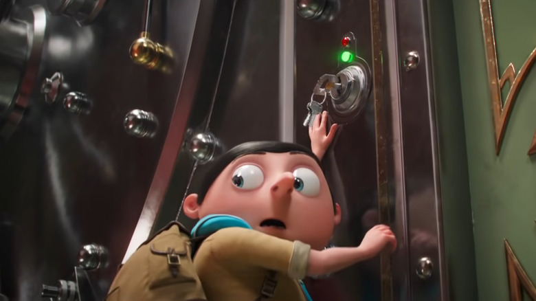 Gru breaking into a bank vault