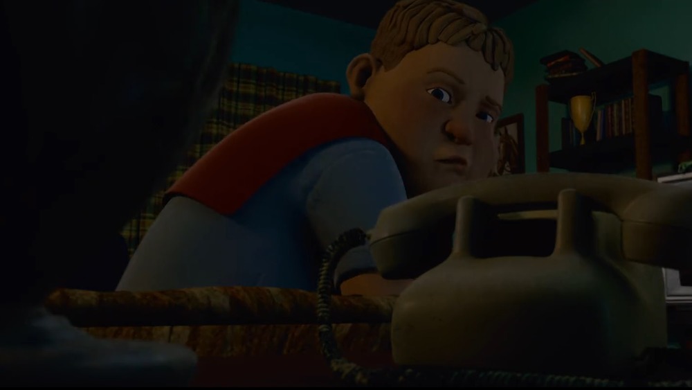 Chowder eyes the phone in Monster House