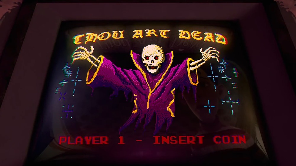 The Thou Art Dead arcade cabinet's screen in Monster House