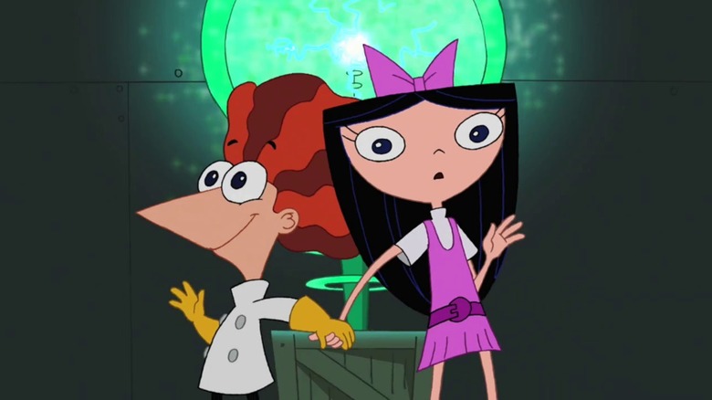 Phineas holding the hand of Isabella