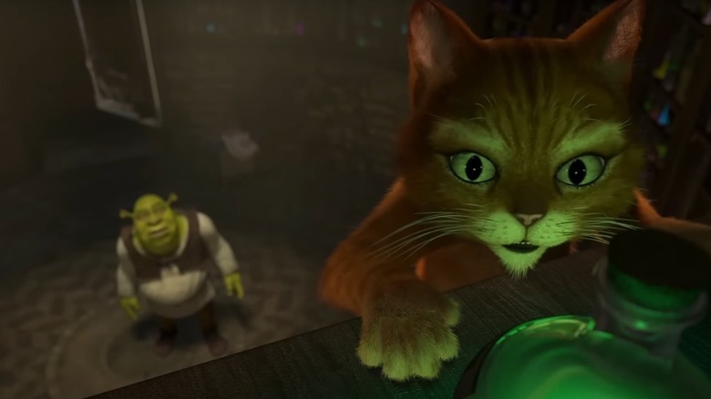 Shrek and Puss looking for potion