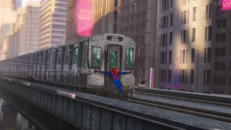 Spider-Man stops train