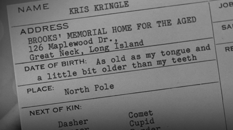 Kris Kringle's employment card