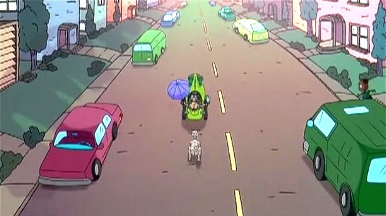 goat chasing reptar wagon down street