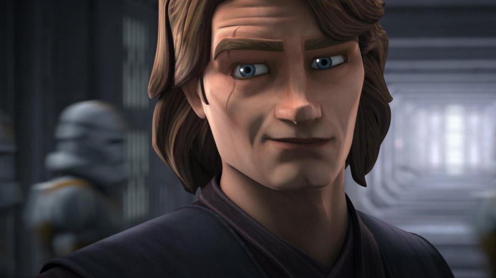 Anakin Skywalker smiling genuinely, shortly before the events of Revenge of the Sith, from Star Wars: The Clone Wars