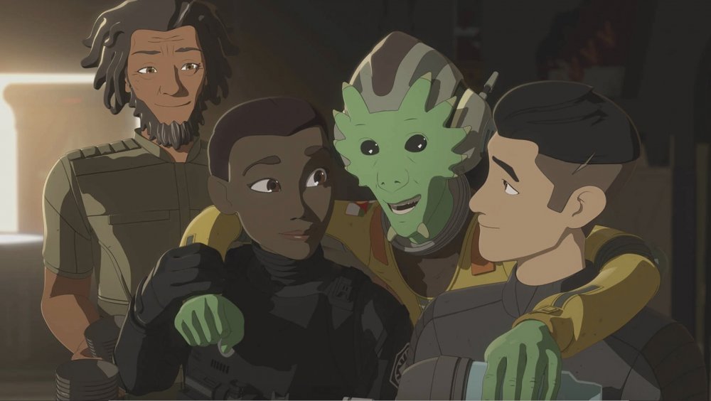 Yeager, Tam, Neeku, and Kaz, the central cast of Resistance, not a midichlorian in sight, in Star Wars Resistance