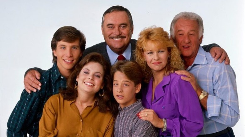 The cast of Mr. Belvedere poses happily together